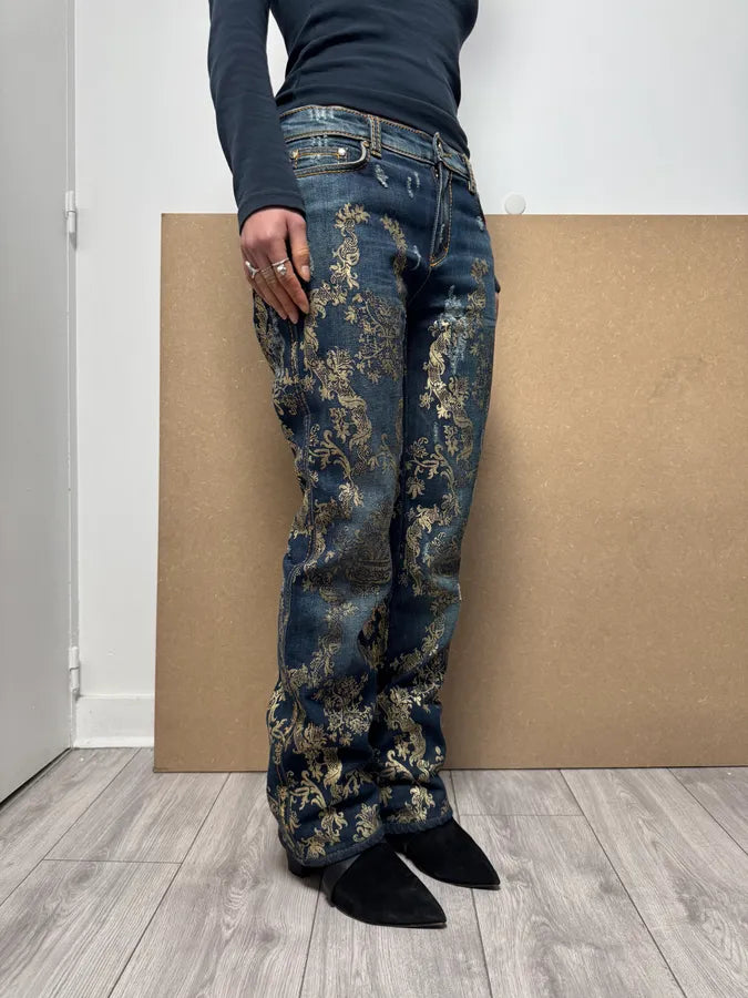 AW2005 Roberto Cavalli Gold Legend Blue Denim Jeans FoRxaRY 2