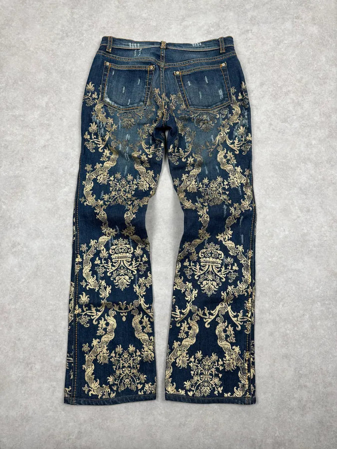 AW2005 Roberto Cavalli Gold Legend Blue Denim Jeans FoRxaRY 4