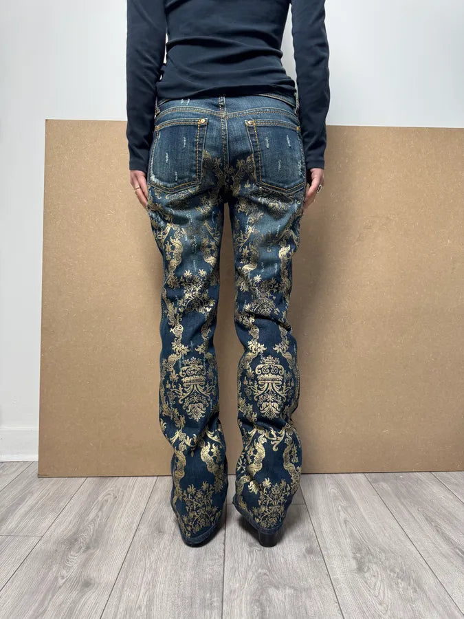 AW2005 Roberto Cavalli Gold Legend Blue Denim Jeans FoRxaRY 5