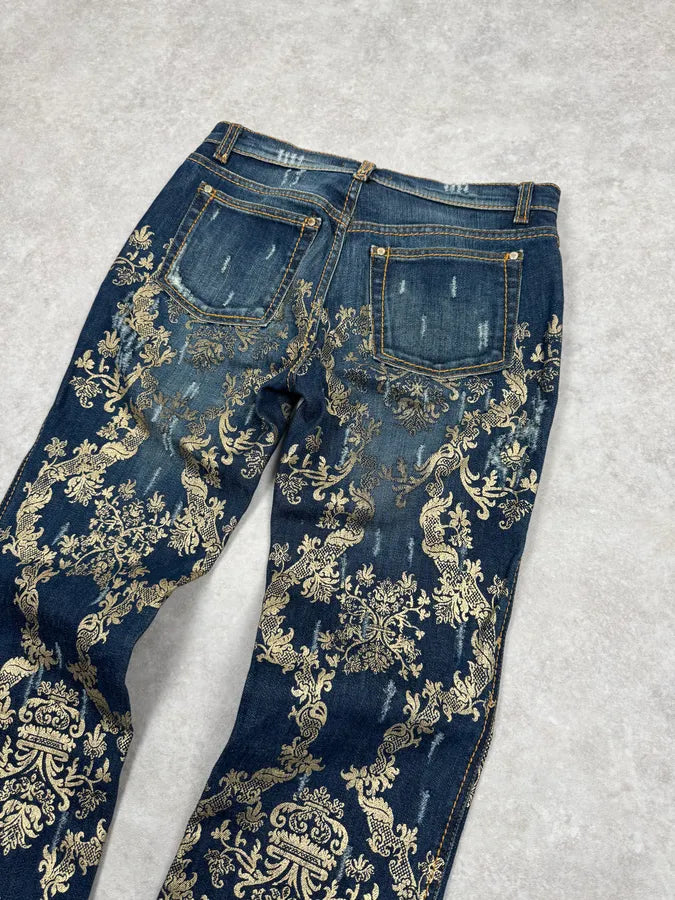 AW2005 Roberto Cavalli Gold Legend Blue Denim Jeans FoRxaRY 6