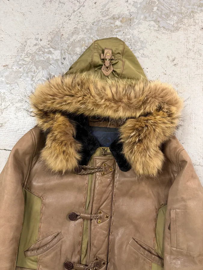 AW2005 Roberto Cavalli Leather & Nylon Green & Grey Bomber Jacket ekEvGvm 7