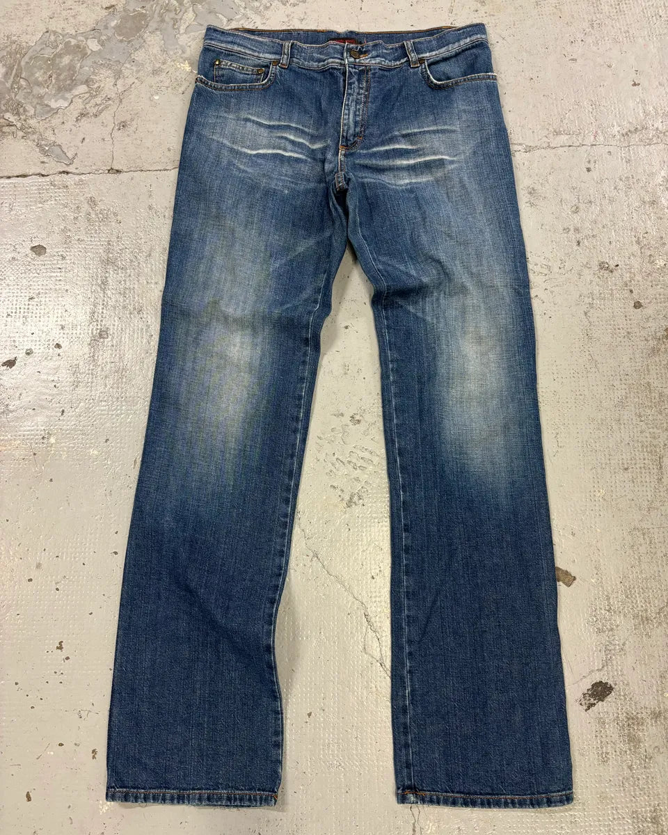 AW2005 Roberto Cavalli Leopard Interior Blue Denim Jeans SLeHBFN 0