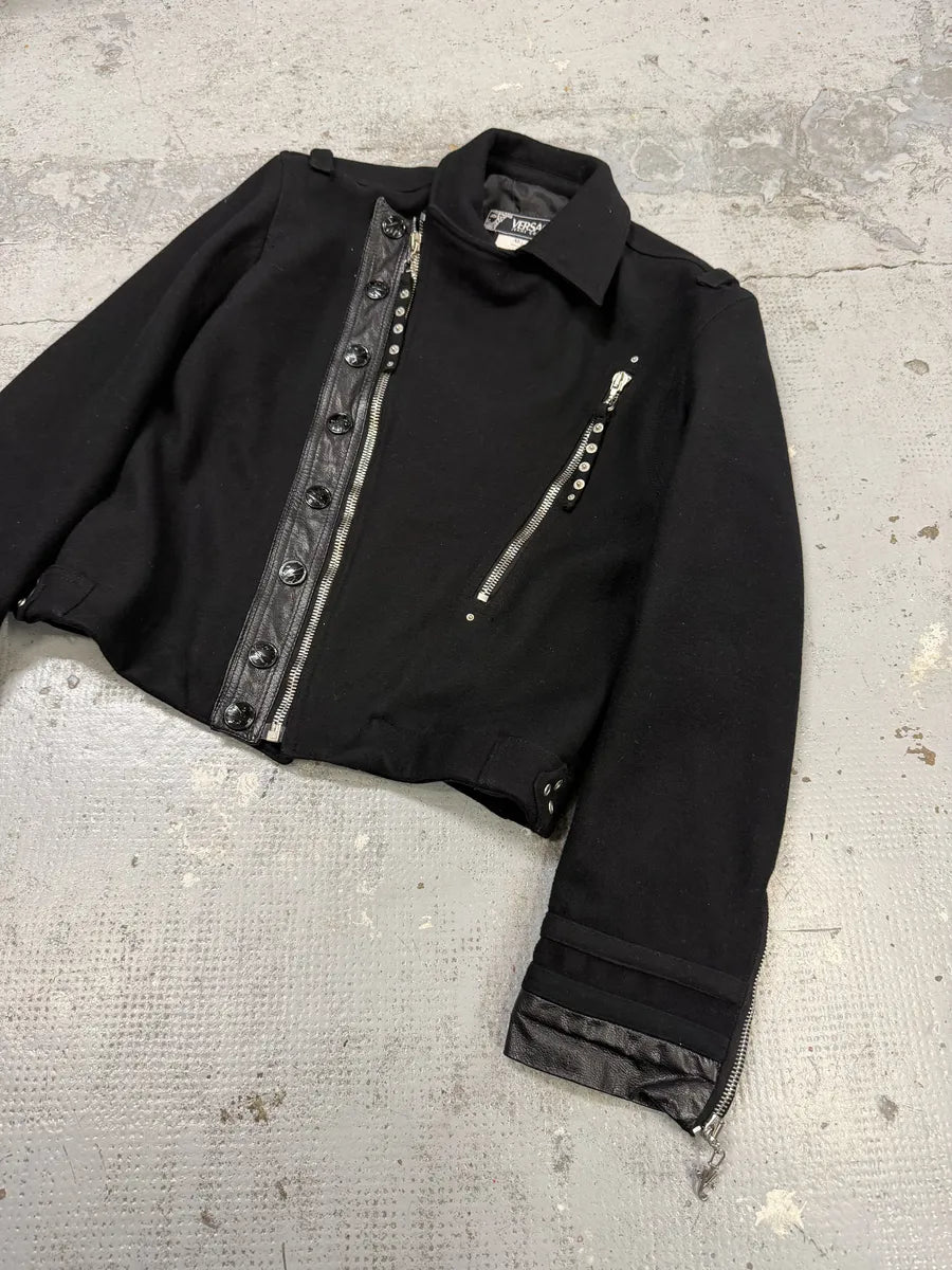 AW2005 Versace Asymmetrical Wool Classy Black Jacket EMpzRNZ 11