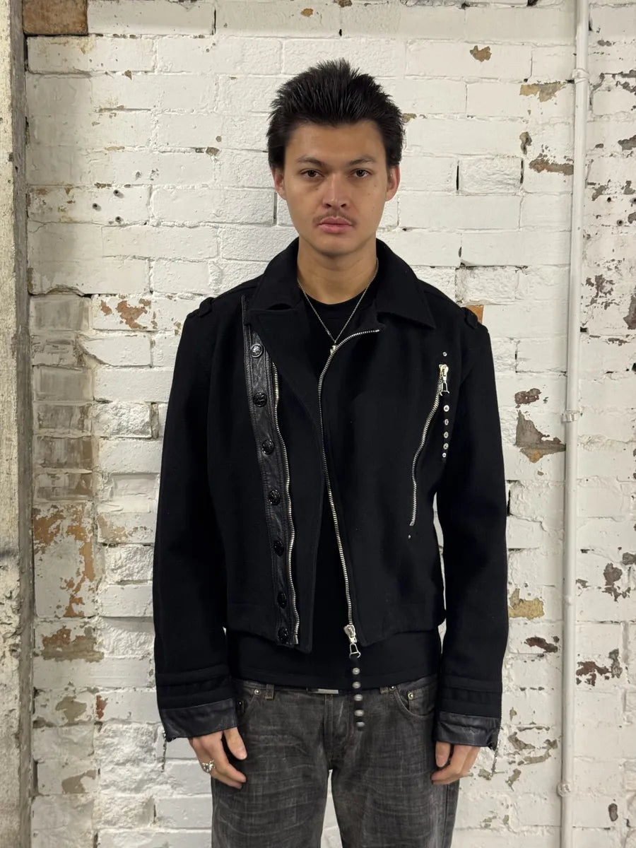 AW2005 Versace Asymmetrical Wool Classy Navy Jacket EMpzRNZ 2