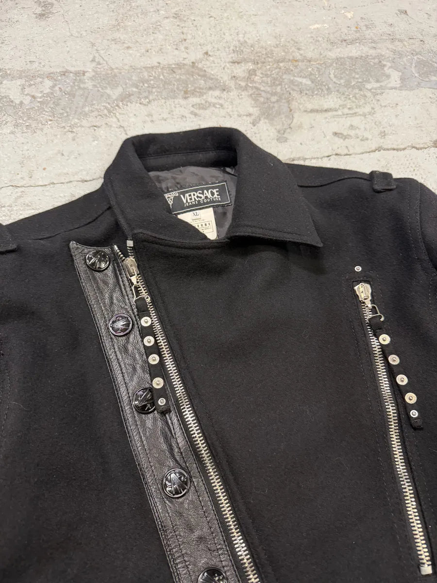 AW2005 Versace Asymmetrical Wool Classy Navy Jacket EMpzRNZ 4