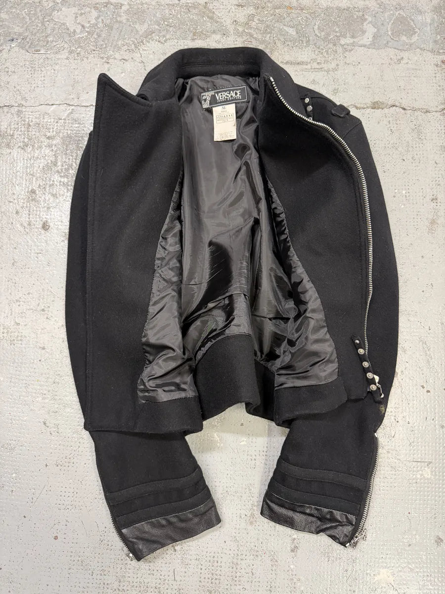 AW2005 Versace Asymmetrical Wool Classy Navy Jacket EMpzRNZ 5