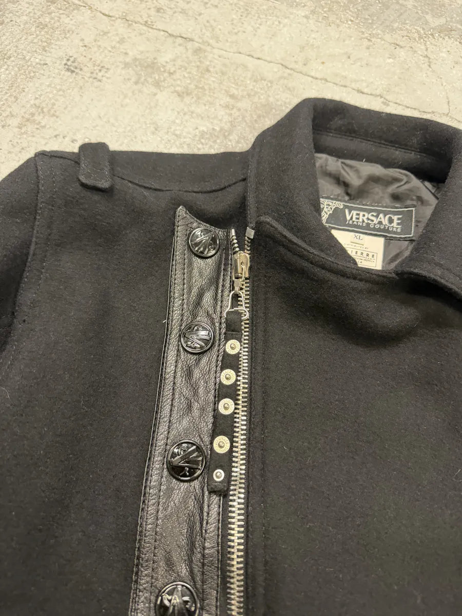 AW2005 Versace Asymmetrical Wool Classy Navy Jacket EMpzRNZ 7