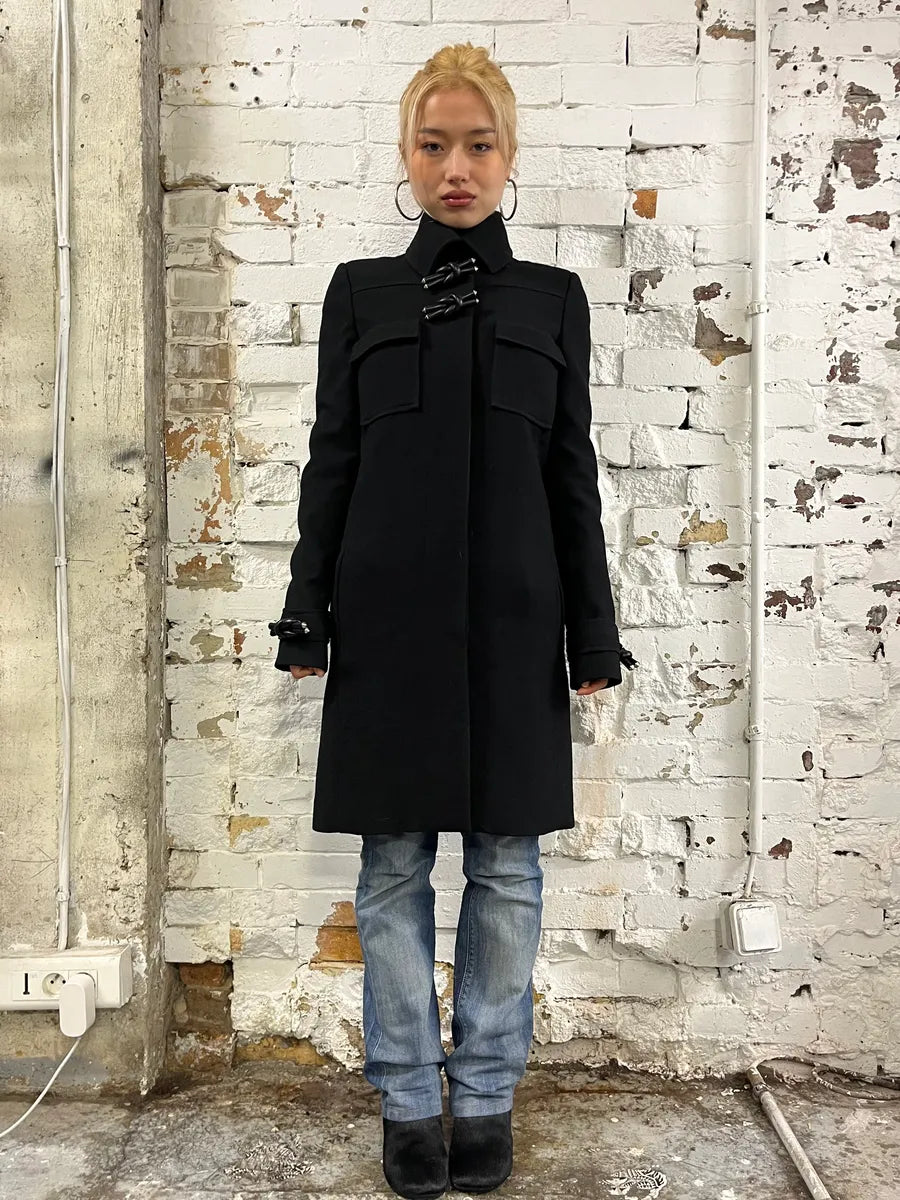 AW2006 Balenciaga Black Long Minimalist Classy Coat VUcWrNd 1