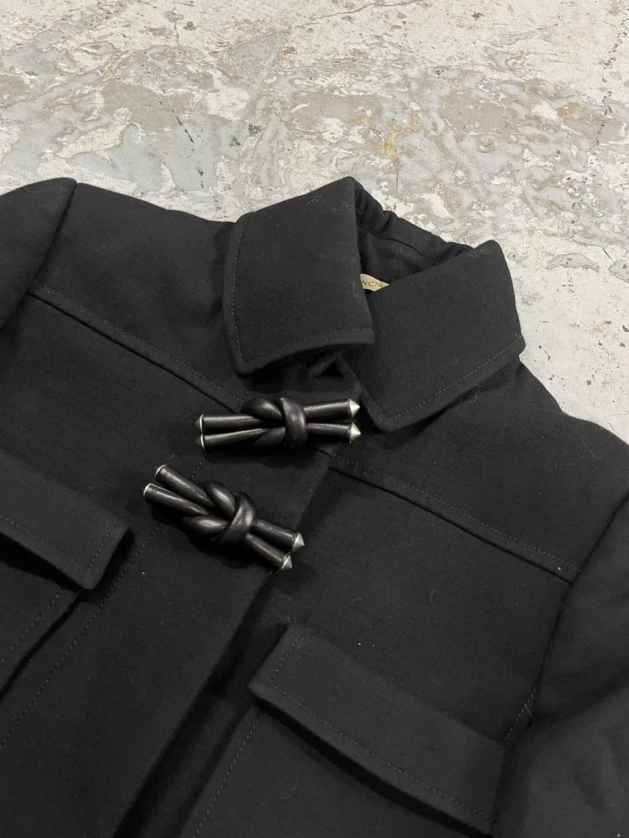 AW2006 Balenciaga Black Long Minimalist Classy Coat VUcWrNd 4