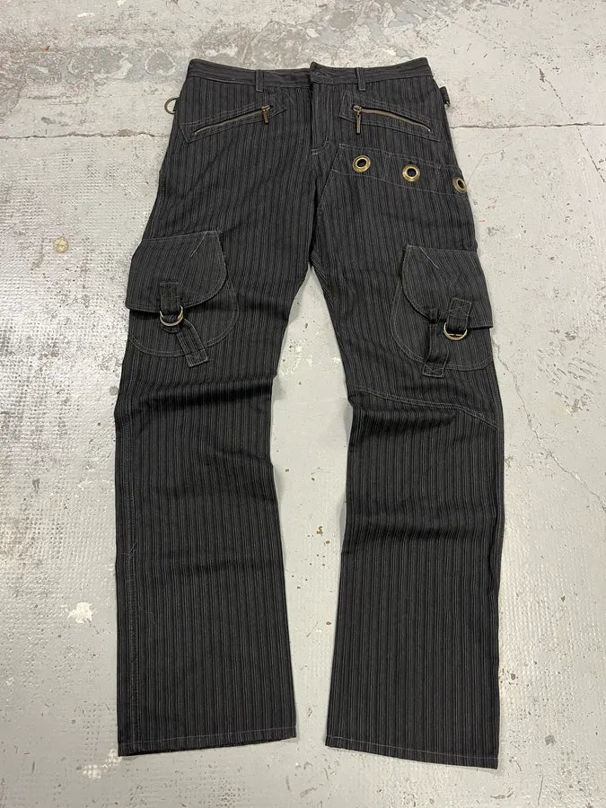 AW2006 Cavalli Black Striped Cargo Tailored Pants kwdghRP 0