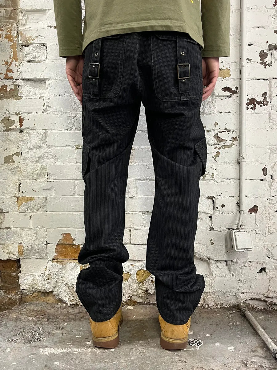 AW2006 Cavalli Black Striped Cargo Tailored Pants kwdghRP 3