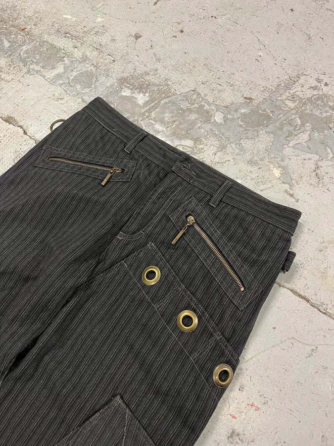 AW2006 Cavalli Black Striped Cargo Tailored Pants kwdghRP 5
