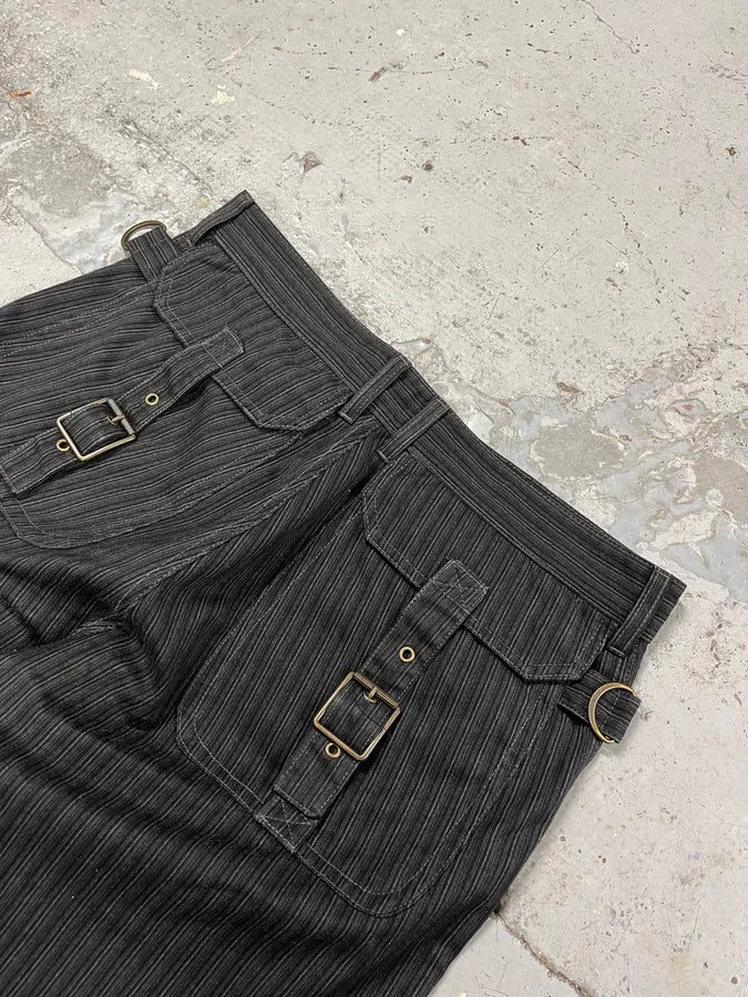 AW2006 Cavalli Black Striped Cargo Tailored Pants kwdghRP 7