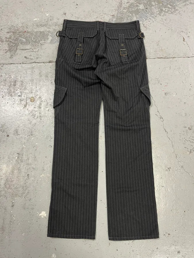 AW2006 Cavalli Black Striped Cargo Tailored Pants kwdghRP 8