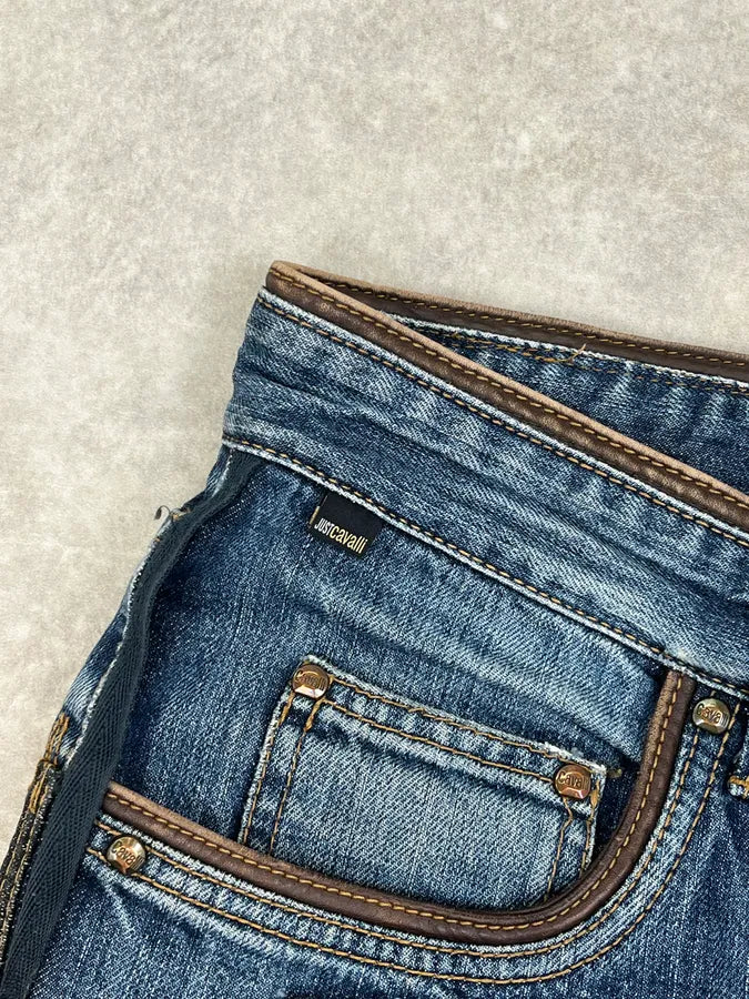 AW2006 Cavalli Blue Denim Cargo Stitched Distressed Jeans TOCpuoW 7