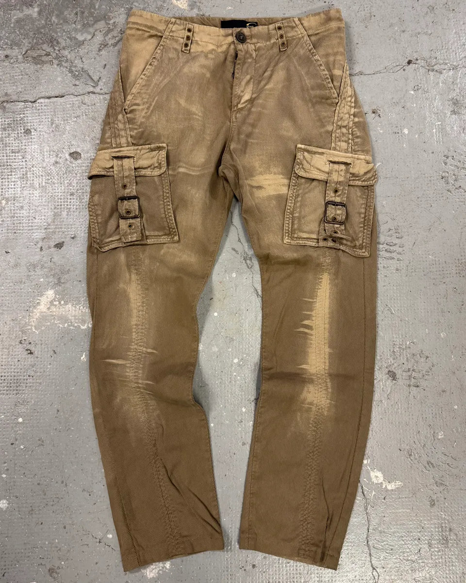 AW2006 Cavalli Cargo Velvet Beige Pants (M) 0
