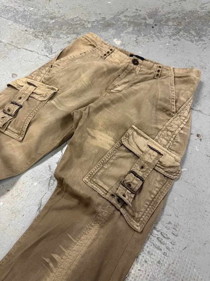AW2006 Cavalli Cargo Velvet Beige Pants (M) 1