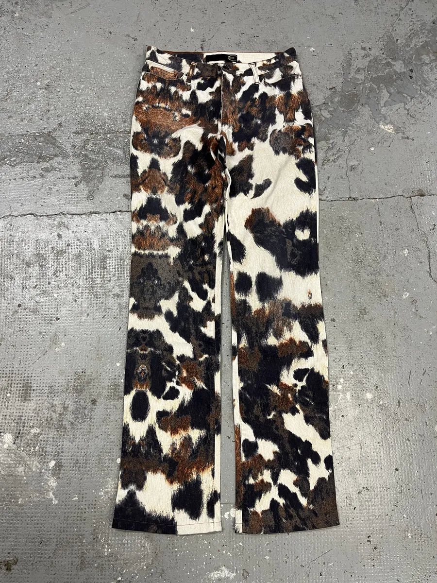 AW2006 Cavalli Caw Print Effect Creamy Pants (S) bcybXyn 0
