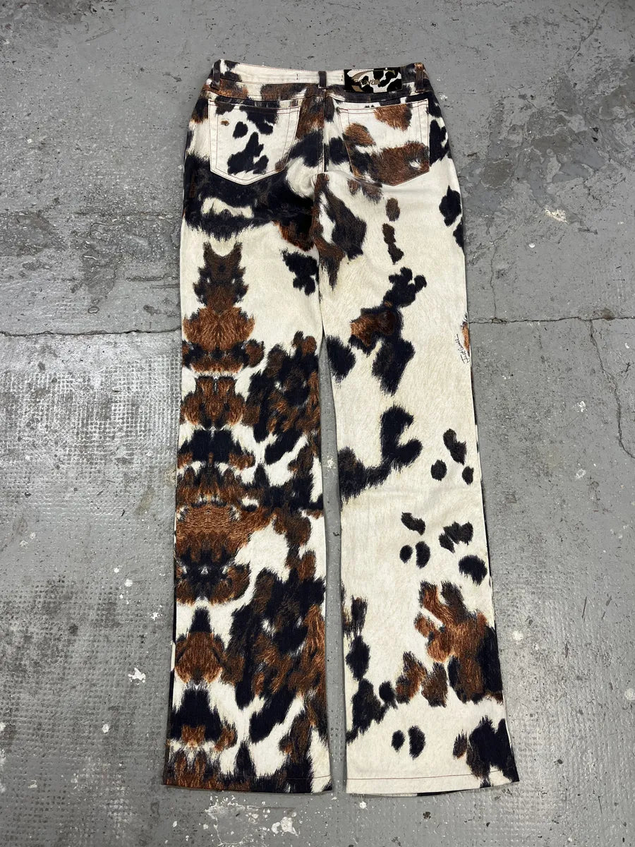 AW2006 Cavalli Caw Print Effect Creamy Pants (S) bcybXyn 1