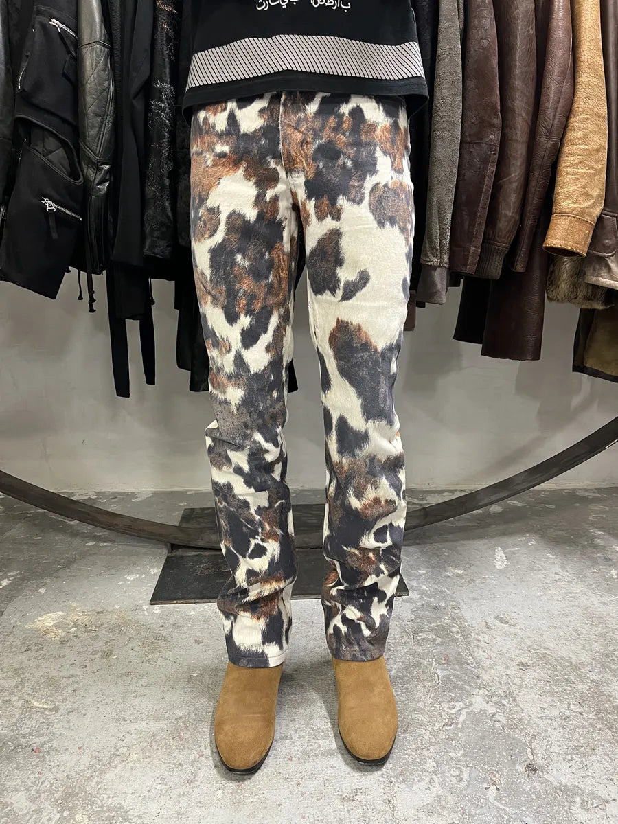 AW2006 Cavalli Caw Print Effect Creamy Pants (S) bcybXyn 2