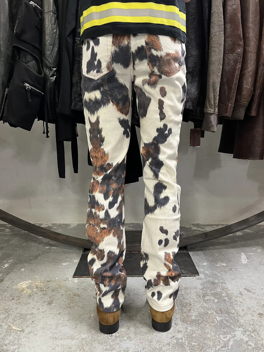 AW2006 Cavalli Caw Print Effect Creamy Pants (S) bcybXyn 3