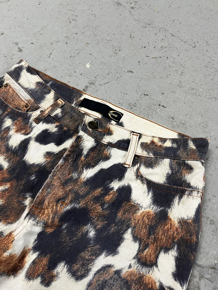 AW2006 Cavalli Caw Print Effect Creamy Pants (S) bcybXyn 6