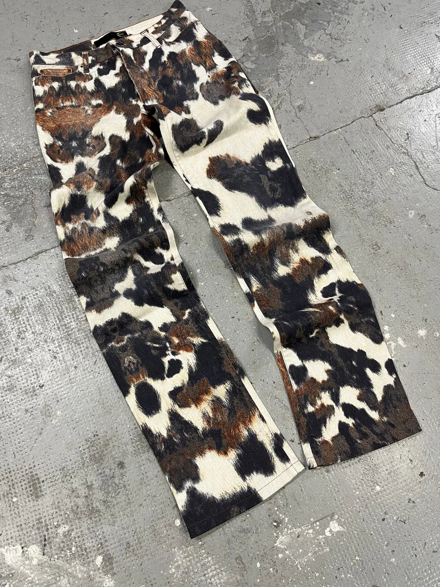 AW2006 Cavalli Caw Print Effect Creamy Pants (S) bcybXyn 7