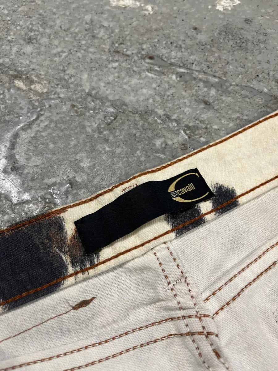 AW2006 Cavalli Caw Print Effect Creamy Pants (S) bcybXyn 8