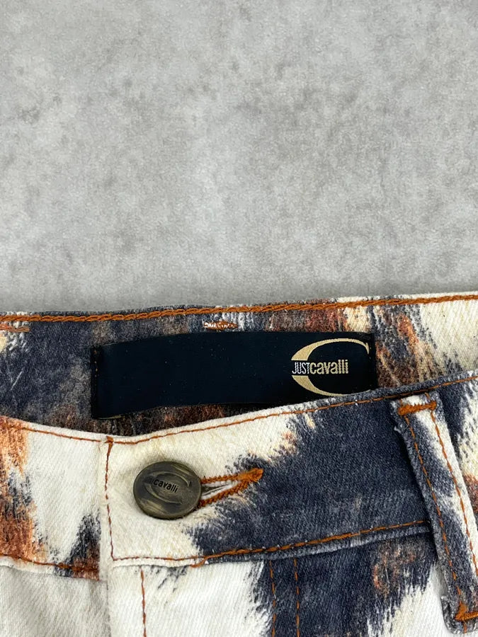 AW2006 Cavalli Cow Print Movement White Pants qdXmIpY 9