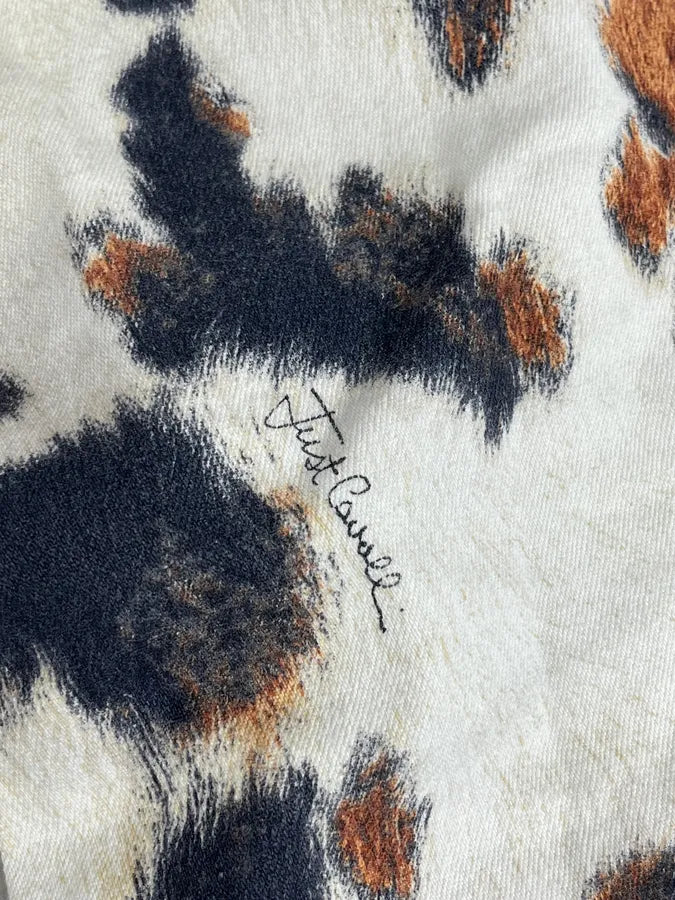 AW2006 Cavalli Cow Print Movement White Pants qdXmIpY 12