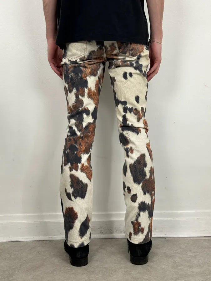 AW2006 Cavalli Cow Print Movement White Pants qdXmIpY 3