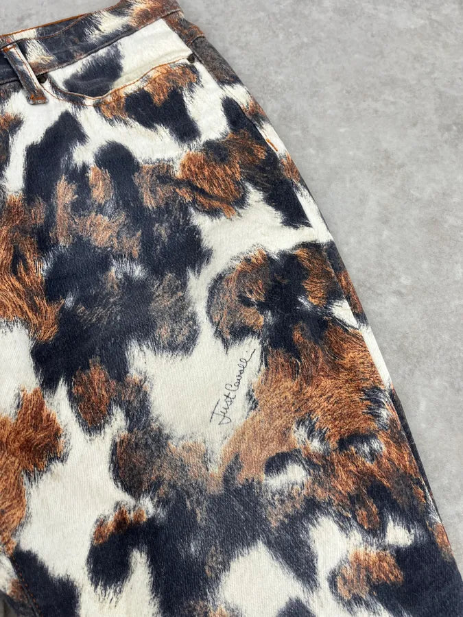 AW2006 Cavalli Cow Print Movement White Pants qdXmIpY 10