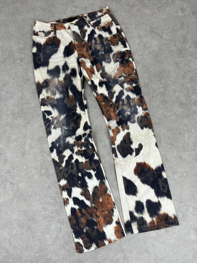 AW2006 Cavalli Cow Print Movement White Pants qdXmIpY 5