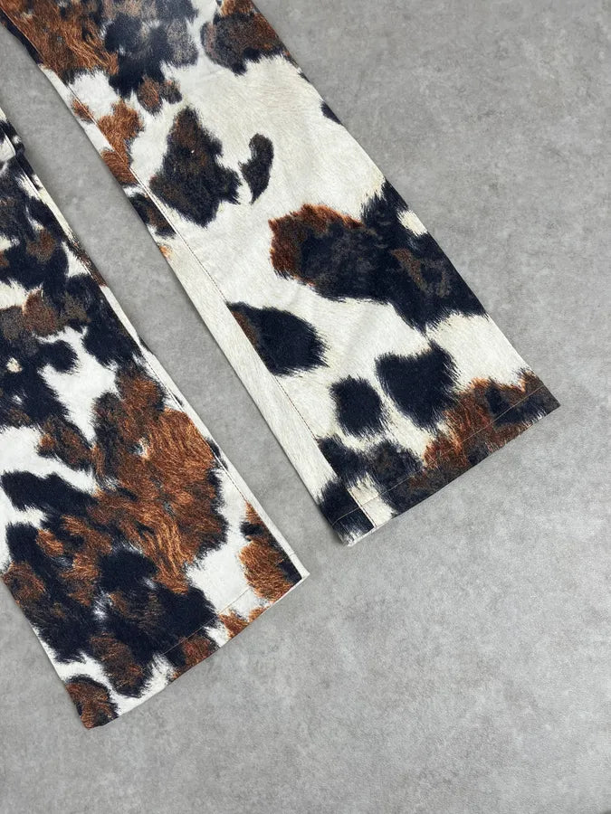 AW2006 Cavalli Cow Print Movement White Pants qdXmIpY 11