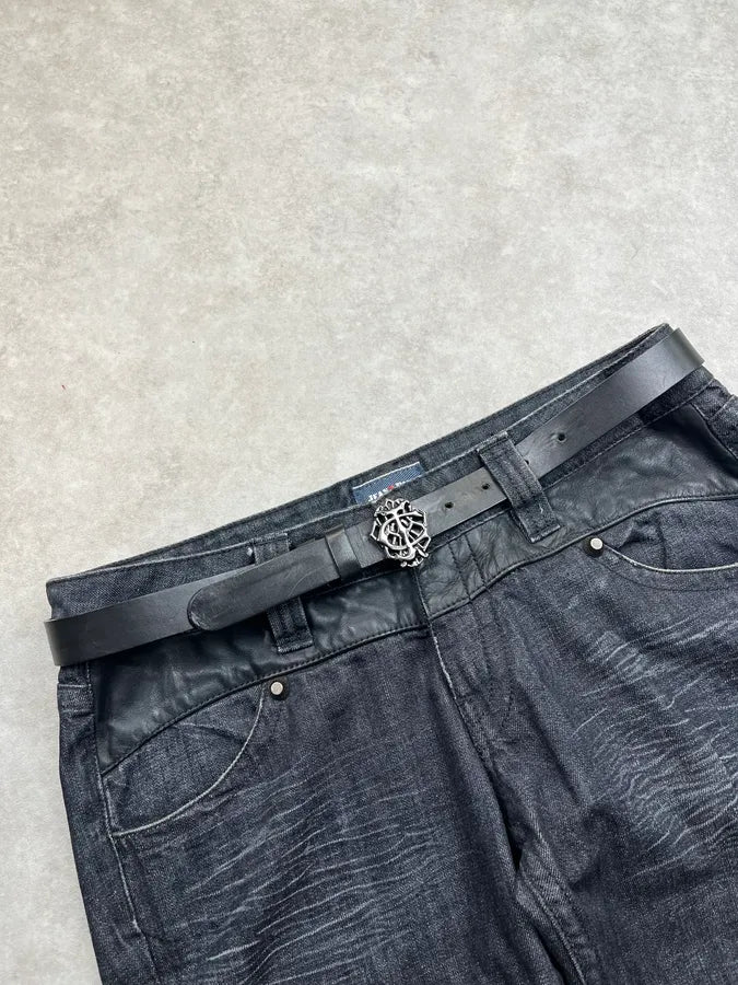 AW2006 Cavalli Gothic Buckle Black Leather Belt alSshKI 0
