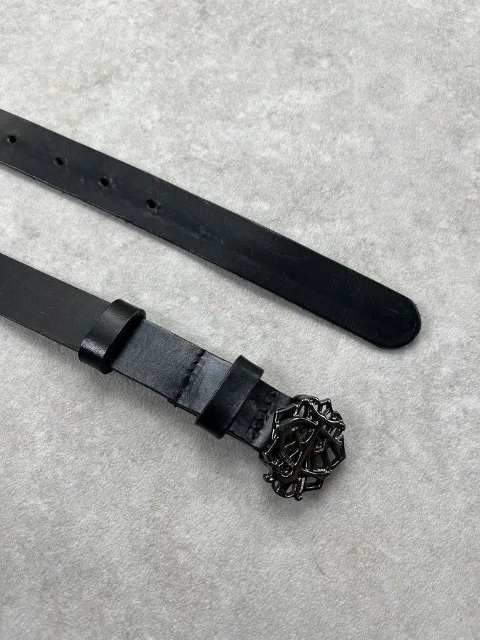 AW2006 Cavalli Gothic Buckle Black Leather Belt alSshKI 4