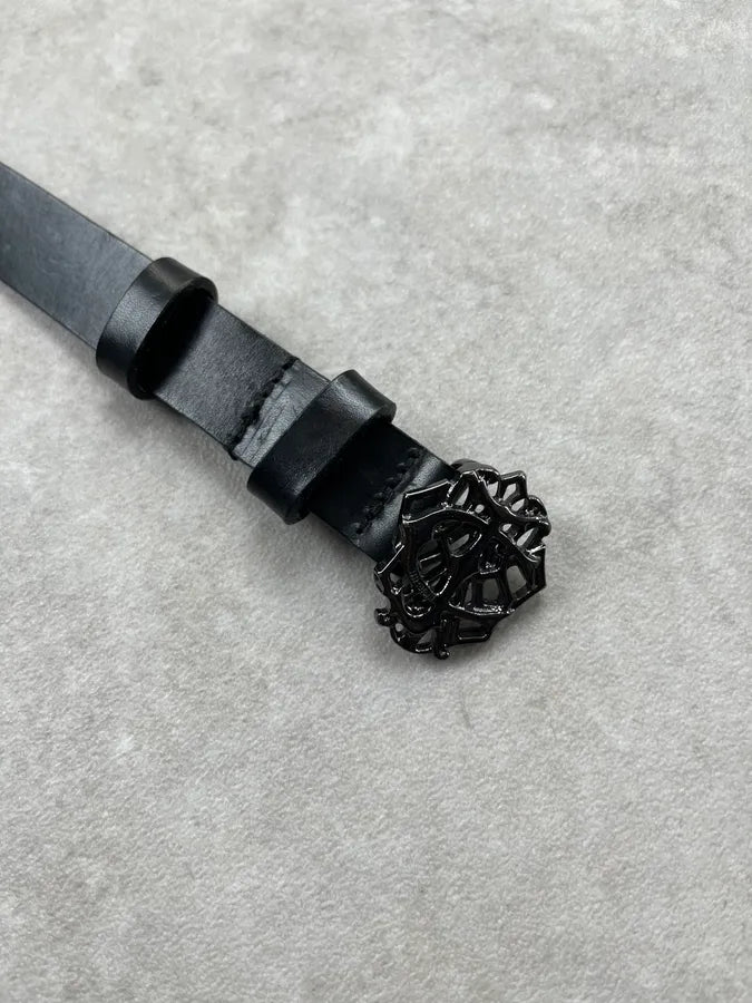 AW2006 Cavalli Gothic Buckle Black Leather Belt alSshKI 5
