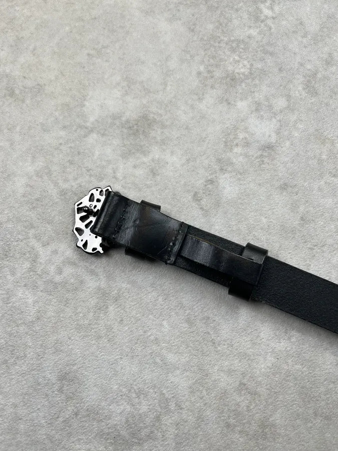 AW2006 Cavalli Gothic Buckle Black Leather Belt alSshKI 6
