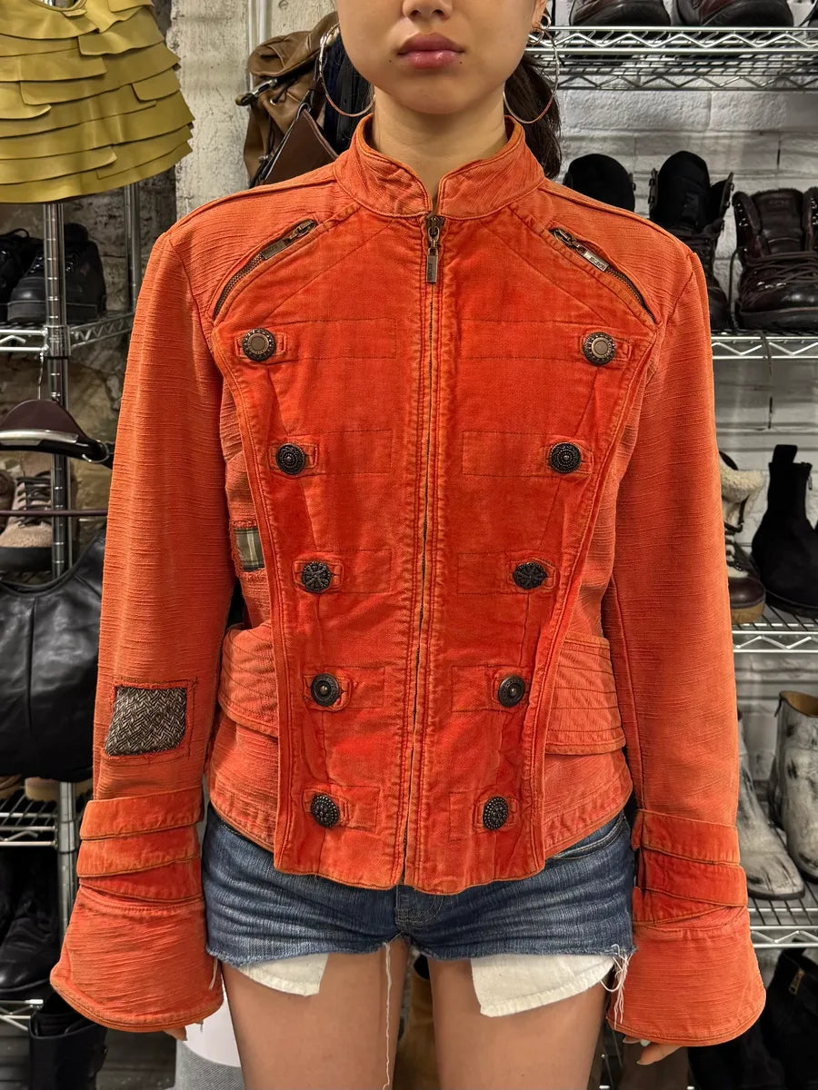 AW2006 Cavalli Orange Buttoned Naval Jacket (M/L) zDIIbir 0
