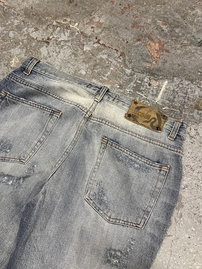 AW2006 Cavalli Tiger Attack Blue Denim Jeans wyZCIvN 8