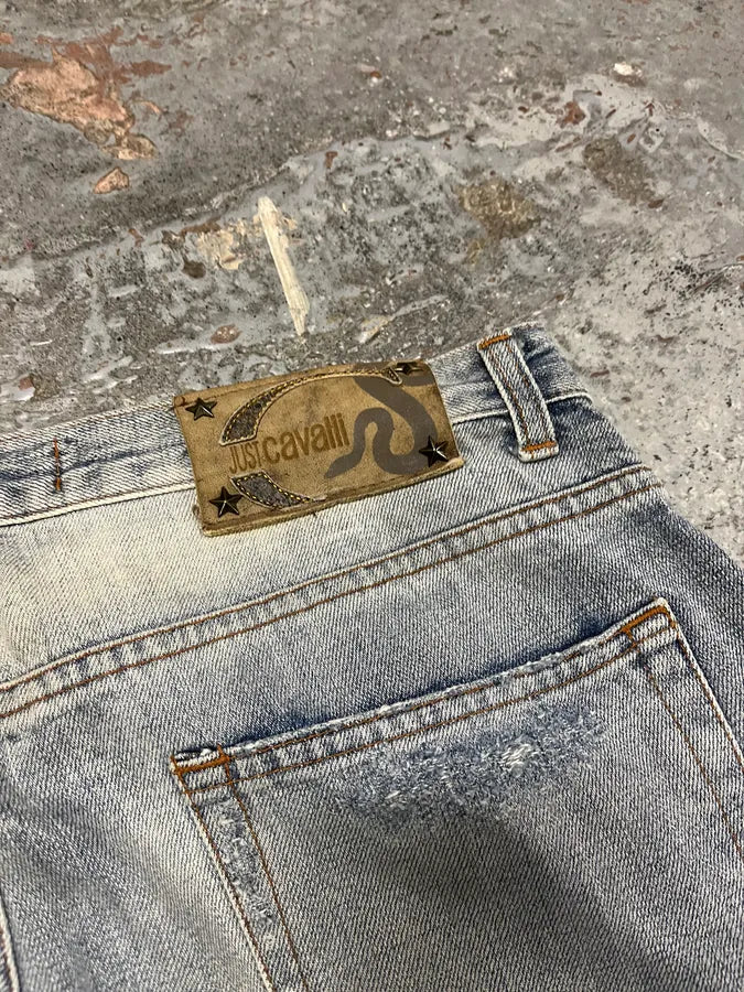 AW2006 Cavalli Tiger Attack Blue Denim Jeans wyZCIvN 9