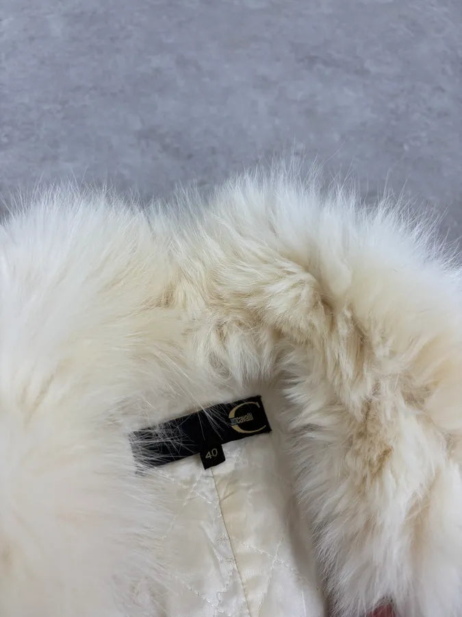 AW2006 Cavalli White Fur Beige Leather Jacket osmCLZD 4
