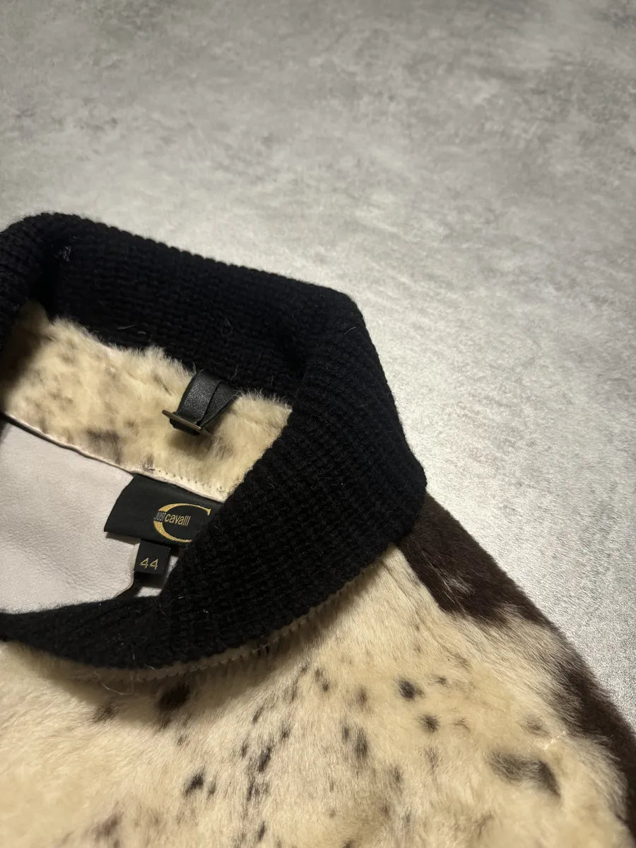 AW2006 Cavalli White Pony Hair Winter Leopard Effect Leather Jacket iUwhXOj 2