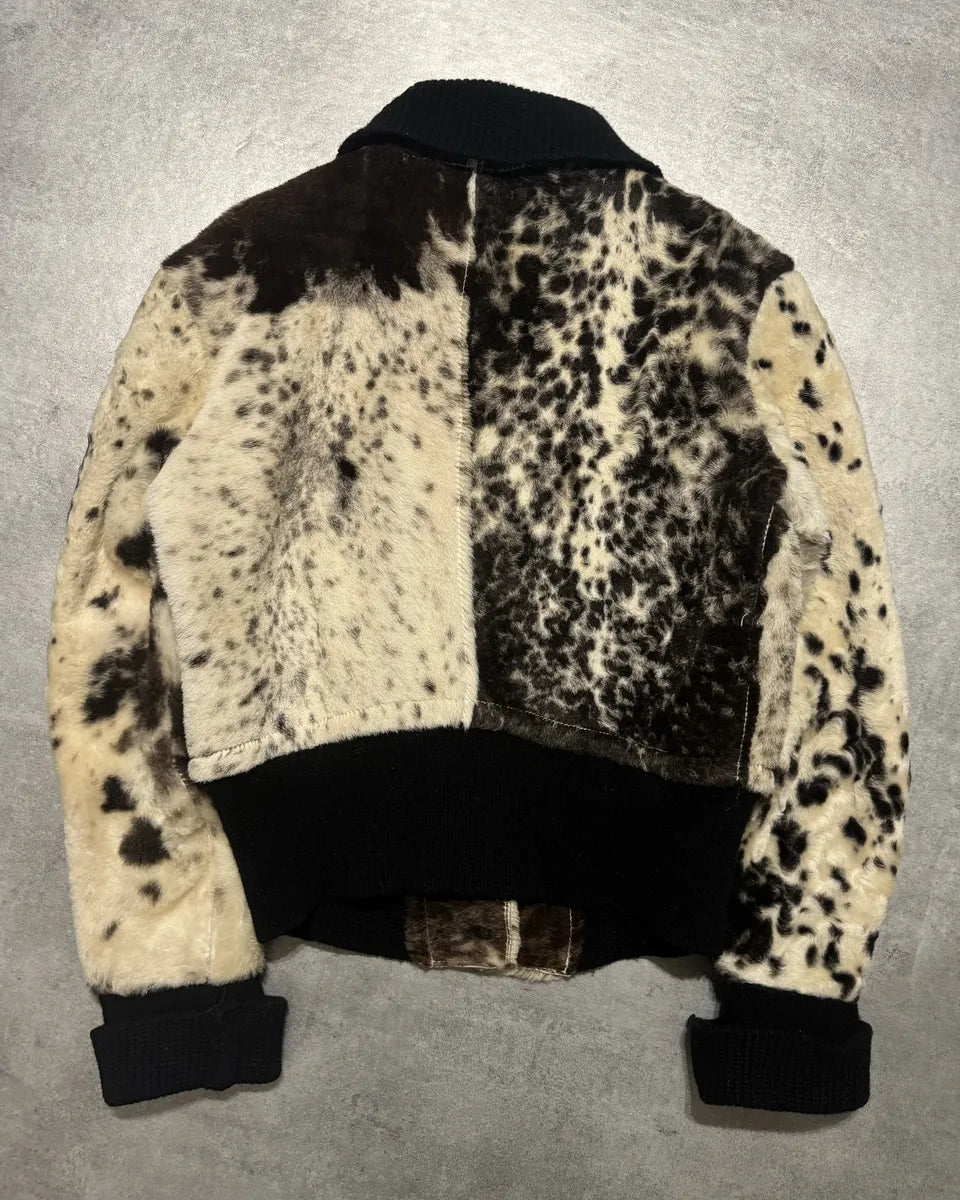 AW2006 Cavalli White Pony Hair Winter Leopard Effect Leather Jacket iUwhXOj 4