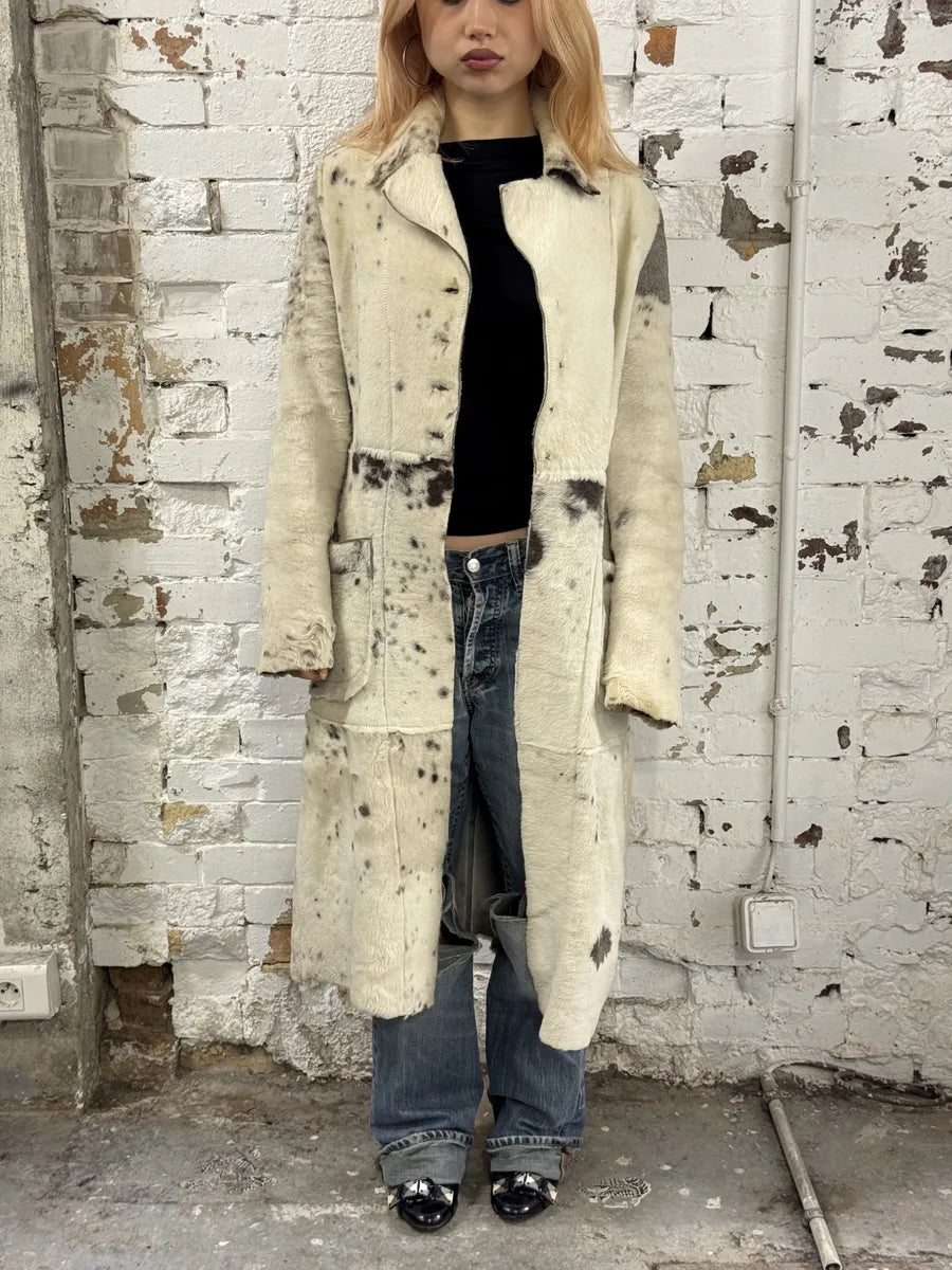 AW2006 Cavalli White Pony Hair Winter Long Leather Jacket qBUhSHc 1