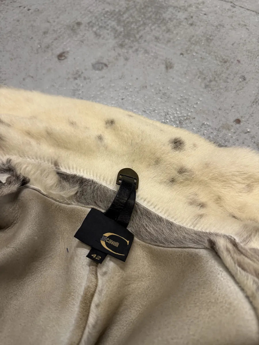 AW2006 Cavalli White Pony Hair Winter Long Leather Jacket qBUhSHc 9