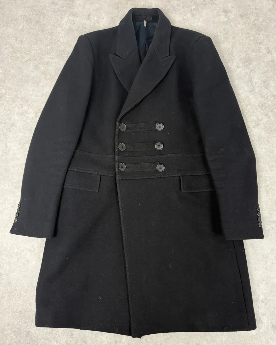 AW2006 Dior Black Buttoned Officer Wool Long Coat by Hedi Slimane jbewQms 0