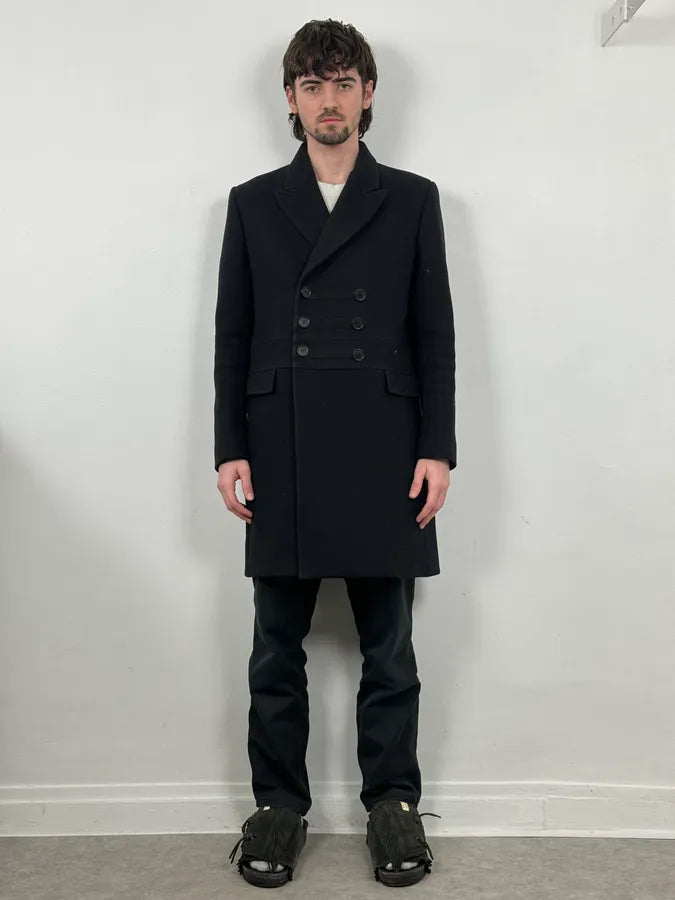 AW2006 Dior Black Buttoned Officer Wool Long Coat by Hedi Slimane jbewQms 1