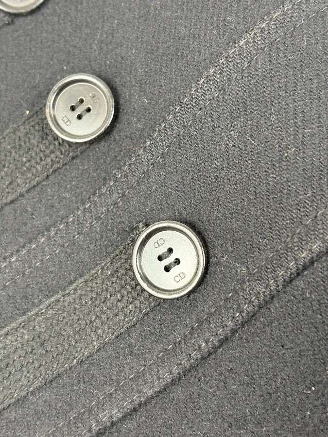 AW2006 Dior Black Buttoned Officer Wool Long Coat by Hedi Slimane jbewQms 8