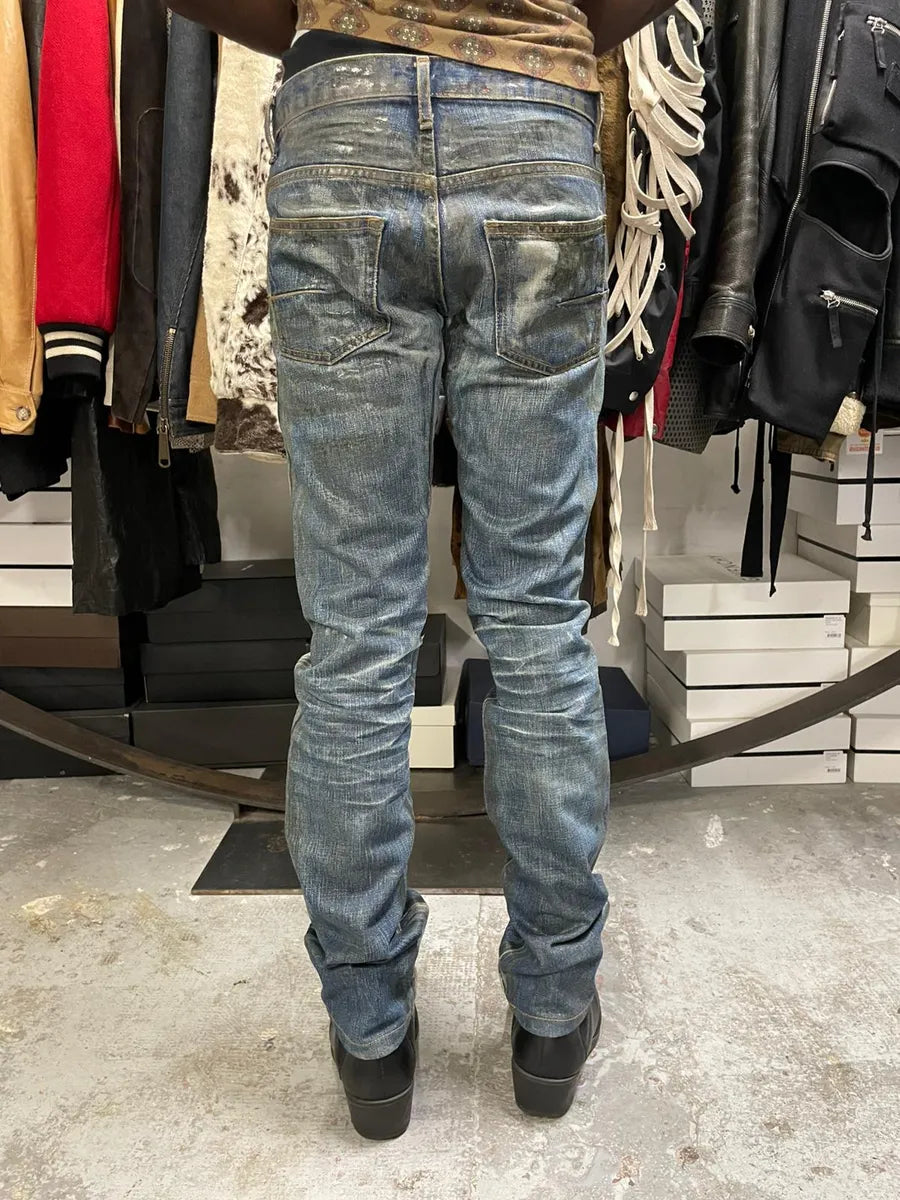 AW2006 Dior Lustered Waxed Blue Denim Jeans ikMIFxK 4